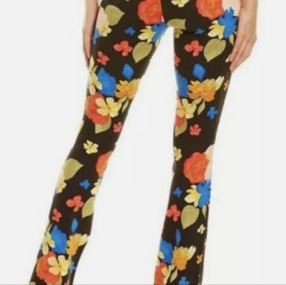 Danielle Bernstein WeWoreWhat scoop waist Floral multi colored Flared Pants Sz4